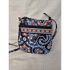 VERA BRADLEY Small Crossbody Purse Marrakesh Blue‎ Orange Paisley Floral EUC